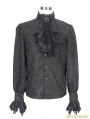 Black Palace Style Men's Gothic Blouse with Removable Tie