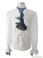 White Palace Style Men's Gothic Blouse with Removable Tie