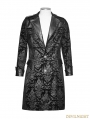 Vintage Black Pattern PU Leather Gothic Coat for Men