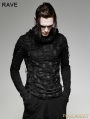 Black Gothic Hole Hooded T-Shirt for Men