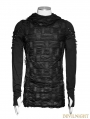 Black Gothic Hole Hooded T-Shirt for Men