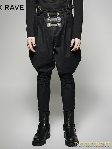 Black Gothic Military Uniform Men's Pantsloak - Devilnight.co.uk
