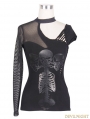 Black Gothic Sexy Skull Pattern Shirt for Women