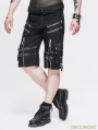 Black Belt Zipper Gothic Punk Short Pants for Men