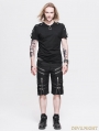 Black Belt Zipper Gothic Punk Short Pants for Men