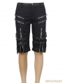 Black Belt Zipper Gothic Punk Short Pants for Men