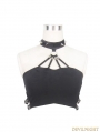 Black Gothic Punk Sexy Halter Top for Women