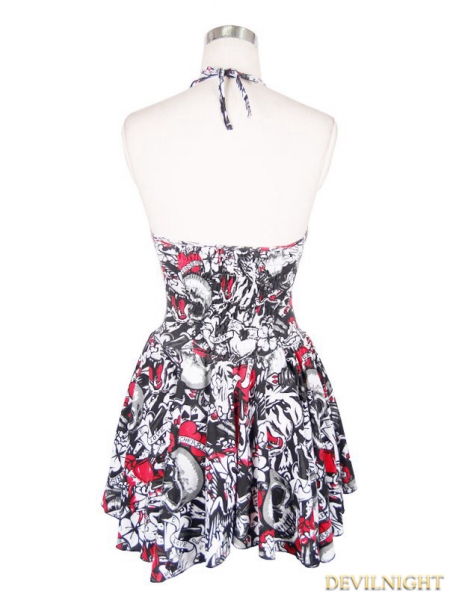 skull halter dress