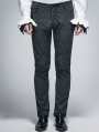 Vintage Black Gothic Jacquard Pants for Men