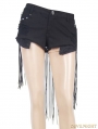 Black Gothic Punk Tassel Belt Shorts for Women