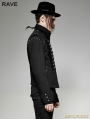 Black Gothic Military Uniform Short Coat with Removable Sleeves for Men