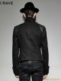 Black Gothic Military Uniform Short Coat with Removable Sleeves for Men