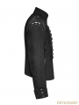 Black Gothic Military Uniform Short Coat with Removable Sleeves for Men