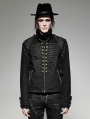 Black Gothic Military Uniform Short Coat with Removable Sleeves for Men