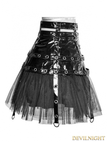 Black Gothic Punk Japanese Style Short Skirt - Devilnight.co.uk