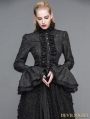 Black Gothic Palace Style Jacquard Ruffles Blouse for Women