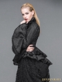 Black Gothic Palace Style Jacquard Ruffles Blouse for Women