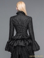 Black Gothic Palace Style Jacquard Ruffles Blouse for Women