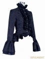 Black Gothic Palace Style Jacquard Ruffles Blouse for Women