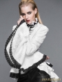 White Gothic Palace Style Jacquard Ruffles Blouse for Women