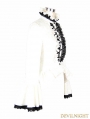 White Gothic Palace Style Jacquard Ruffles Blouse for Women