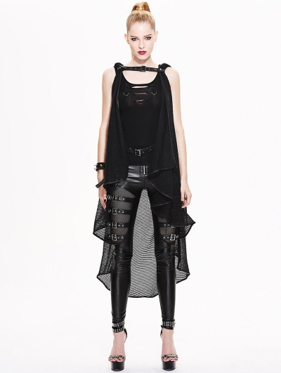 Black Gothic Irregular Vest for Women