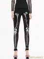 Black Gothic Skull Pattern Mesh Legging for Women