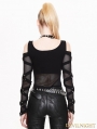 Black Off-the-Shoulder Gothic Punk Mesh T-Shirt for Women