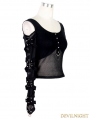 Black Off-the-Shoulder Gothic Punk Mesh T-Shirt for Women