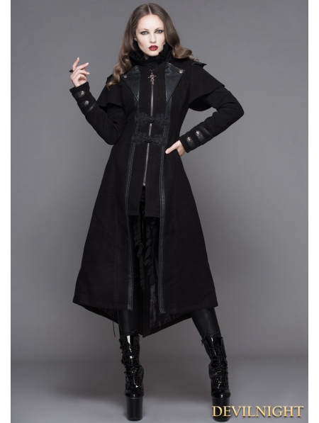 Black Vintage Gothic Long Cape Design Coat for Women - Devilnight.co.uk