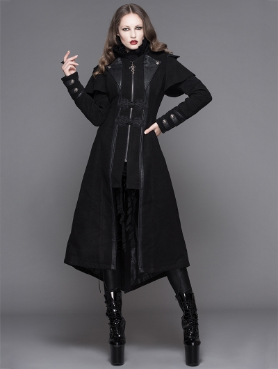 Black Vintage Gothic Long Cape Design Coat for Women