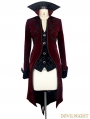 Wine Red Gothic Palace Style Long Coat for Women