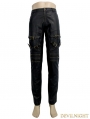 Black and Bronze Gothic Punk PU Buckle Blet Pants for Men