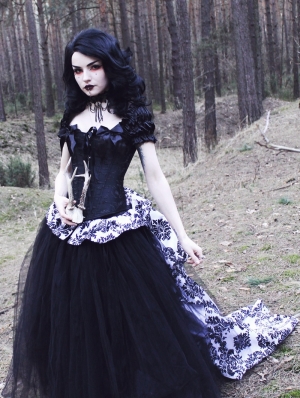 Romantic Gothic Corset Victorian Style Long Prom Gown