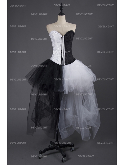 Black and White Alternative Gothic Punk Corset Prom Party Dress 