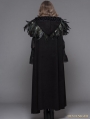 Black Gothic Removable Dark Green Feather Hooded Cape for Women