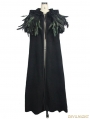 Black Gothic Removable Dark Green Feather Hooded Cape for Women