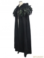 Black Gothic Removable Dark Green Feather Hooded Cape for Women