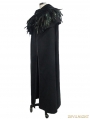 Black Gothic Removable Dark Green Feather Hooded Cape for Men 