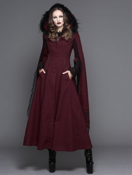 Devil Fashion Black Gothic Long Hooded Cape Coat For Women 