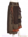 Brown Steampunk Splicing Long Skirt