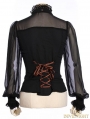 Black Steampunk Shirt with Removable Tie For Women