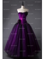 Romantic Purple and Black Feather and Flower Gothic Corset Long Prom Dress  