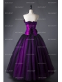 Romantic Purple and Black Feather and Flower Gothic Corset Long Prom Dress  