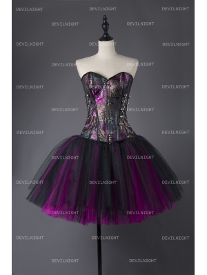 Steampunk Style Gothic Short Burlesque Corset Prom Party Dress