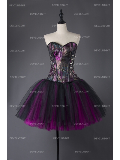 Steampunk Style Gothic Short Burlesque Corset Prom Party Dress