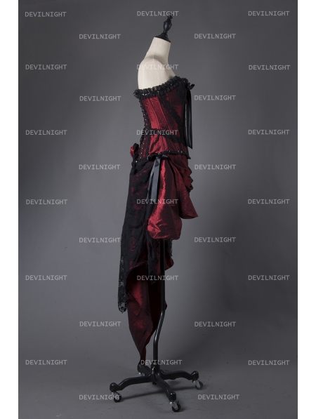 formal short gothic short red and black dress