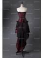 Wine Red Gothic Short Burlesque Corset Prom Party High-Low Dress