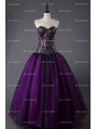 Purple and Black Steampunk Style Gothic Corset Long Prom Dress