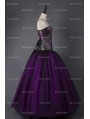 Purple and Black Steampunk Style Gothic Corset Long Prom Dress